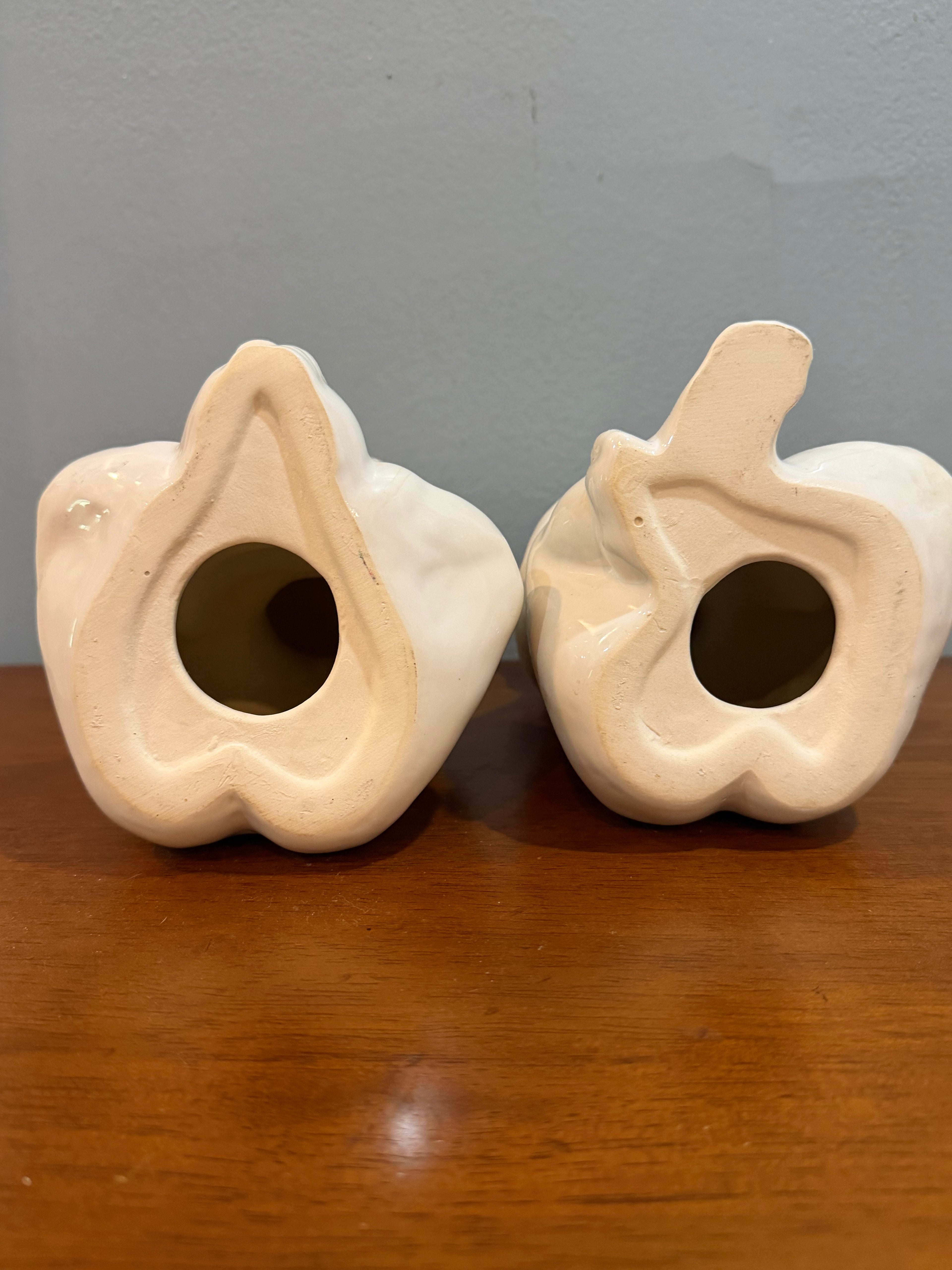 Vintage Blue & White Ceramic Pillow Baby Figurine Pair
